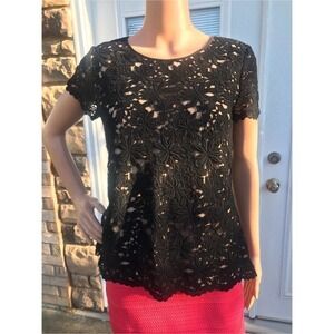 Talbots, black short sleeve top